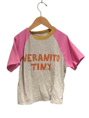 TINYCOTTONS grey & pink “veranito tiny” raglan t-shirt - size 6